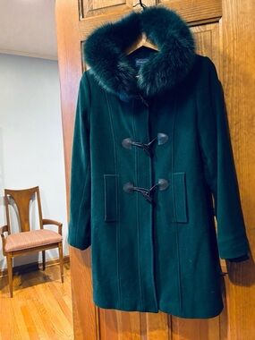 Vintage PENDLETON Wool/Real Fur Trim Hood Duffle Coat